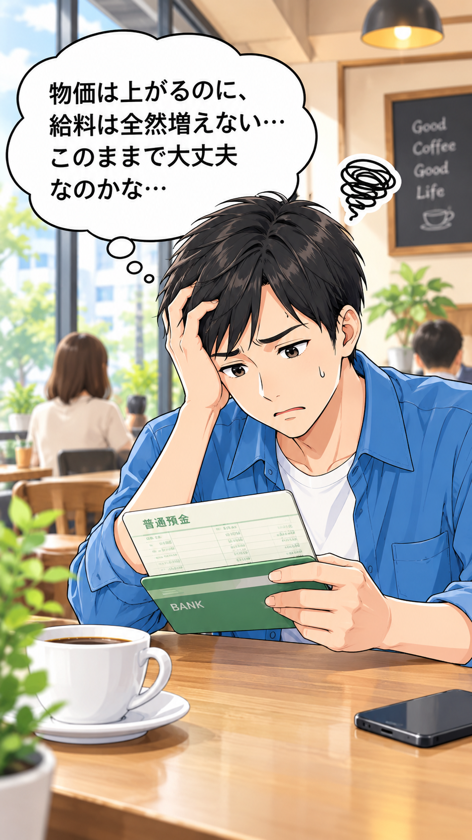 新NISAマンガ 第1話 1コマ目: 貯金だけじゃ将来が不安…投資って難しいの？