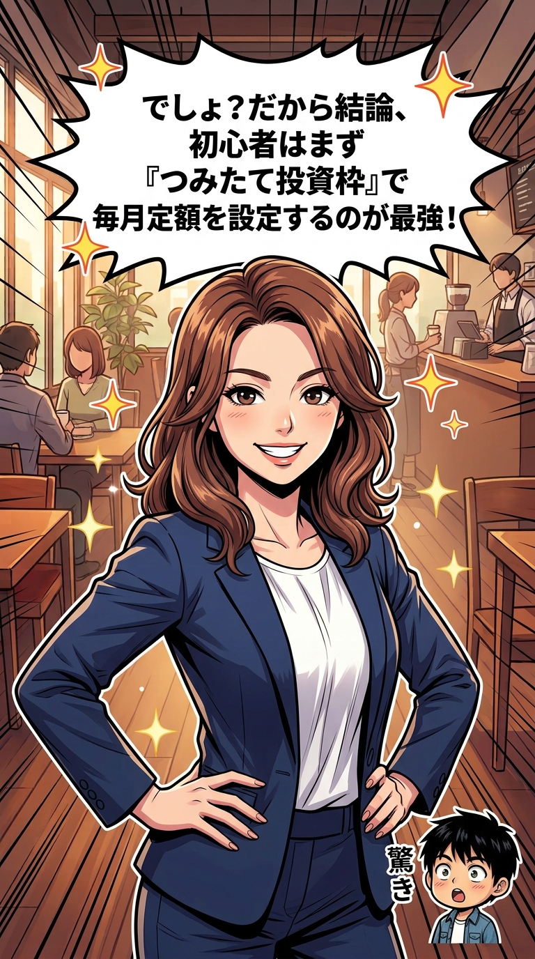 新NISAマンガ 第2話 16コマ目: つみたて枠でベースを作り、成長枠でプラスアルファを狙う戦略