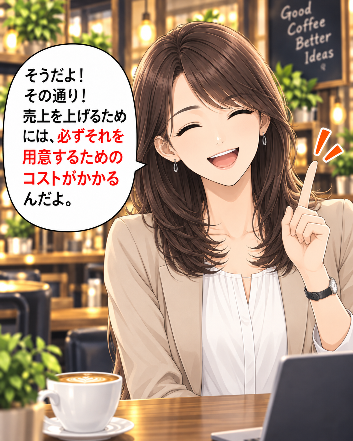 コマ22: そうだよ！売上を上げるためには必ず用意するコストがかかるの