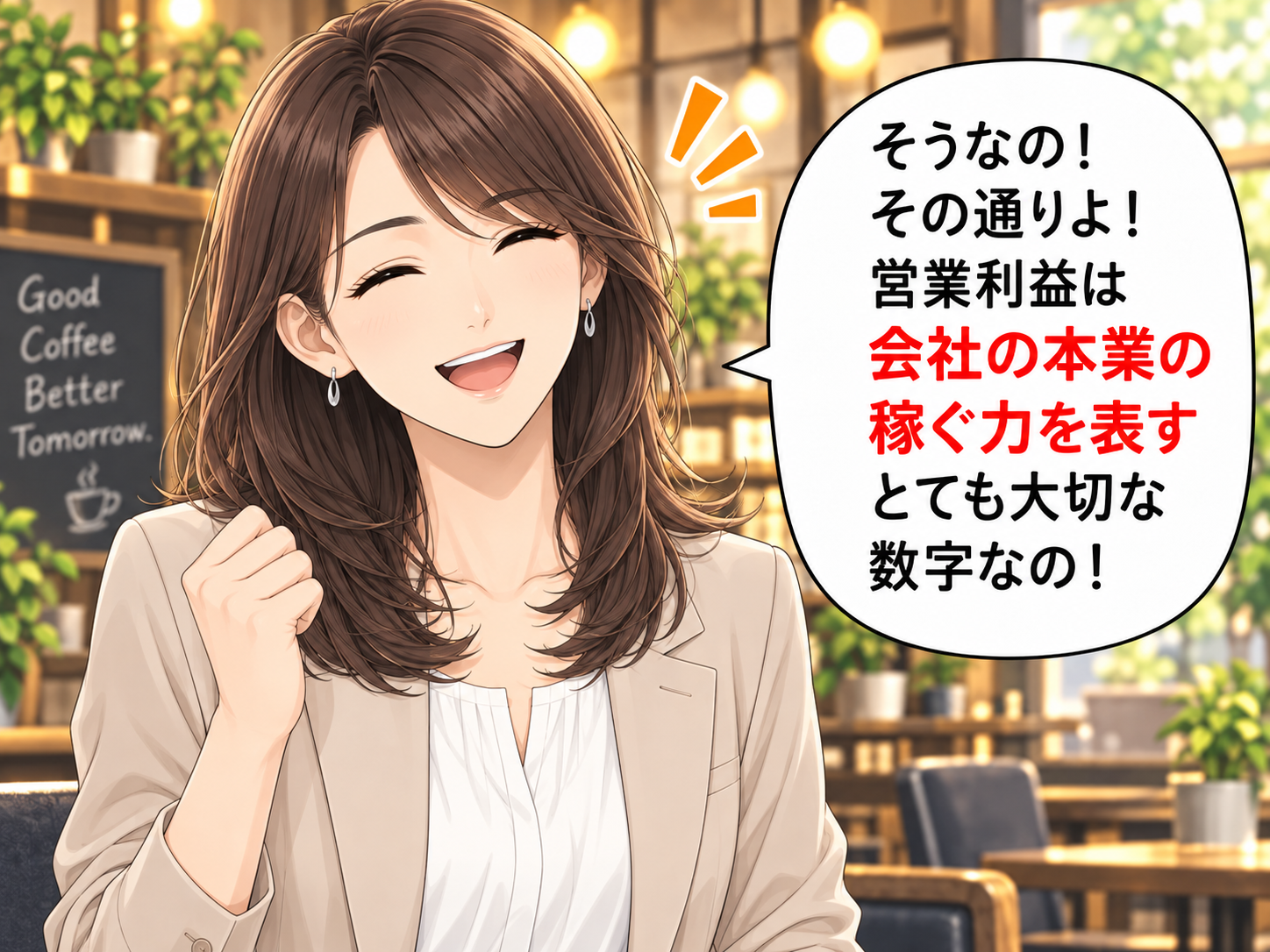 コマ35: そうなの！営業利益は本業の稼ぐ力を表す大切な数字なの！