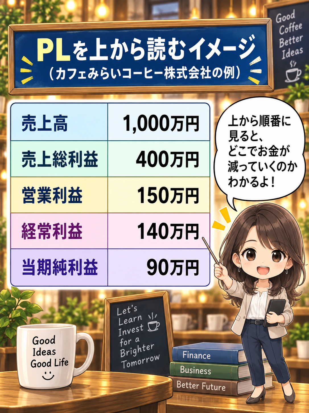 コマ57: その通り！PLは『どう稼いでどう使って最後にどう残ったか』を見る表