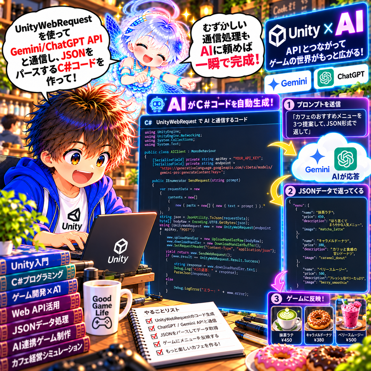 コマ50: むずかしい通信処理もAIに頼めば一瞬で完成！Gemini/ChatGPT APIと連携