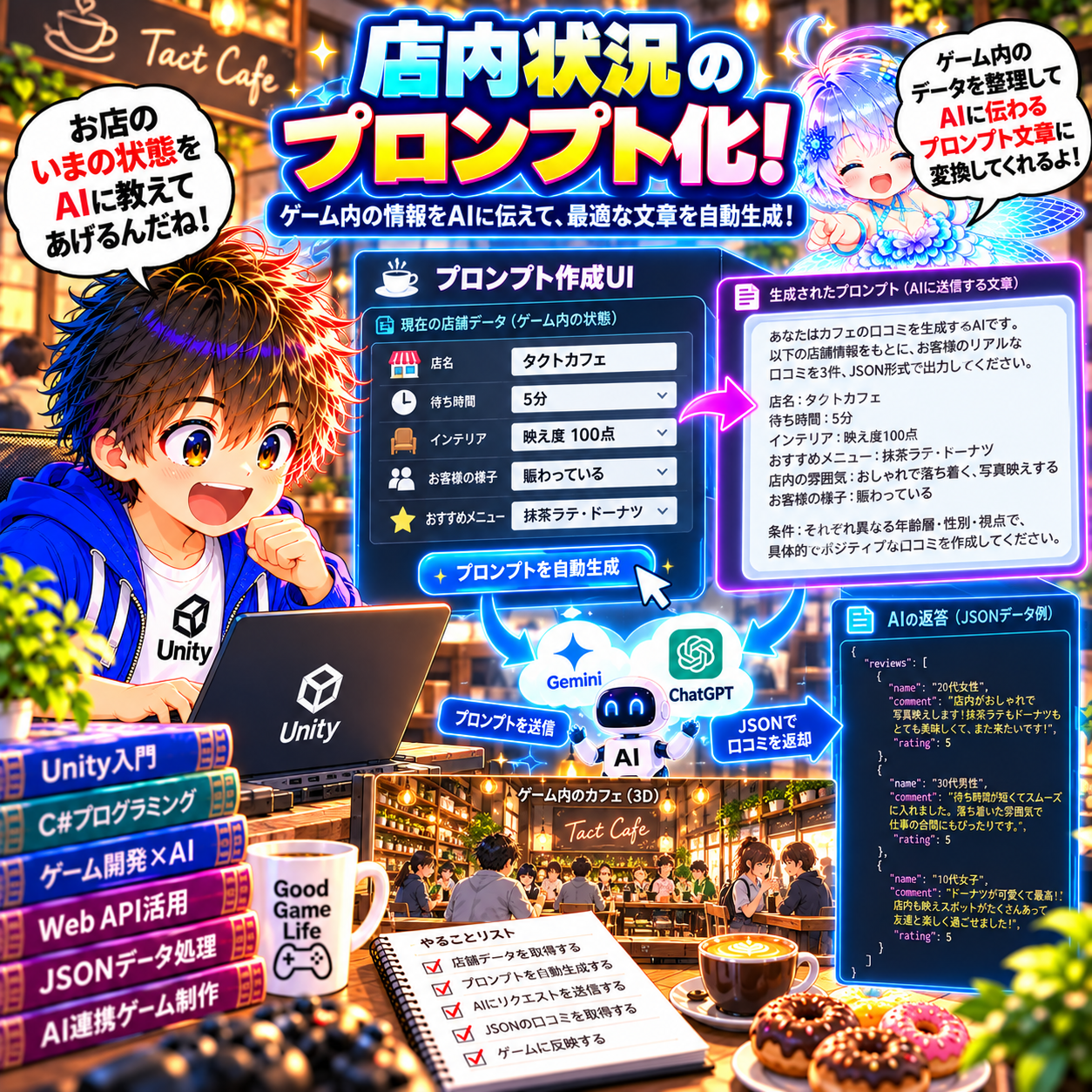 コマ51: 店内状況のプロンプト化！お店のいまの状態をAIに教えて最適な口コミ文を自動生成！