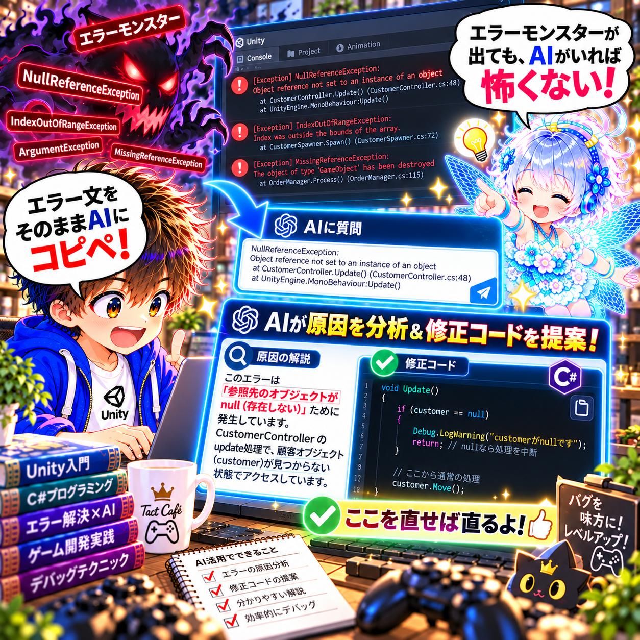 コマ61: エラーモンスターが出てもAIがいれば怖くない！エラー文をそのままコピペしてAIが原因分析＆修正