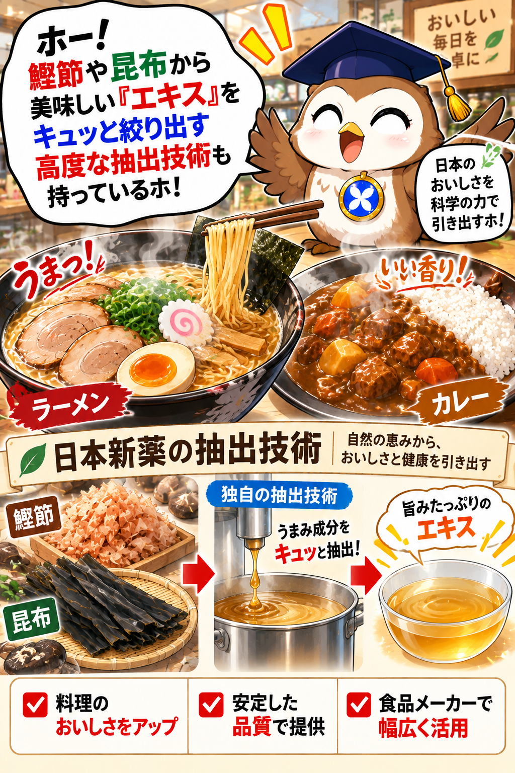 コマ7: エキスや調味料など「食」を多角的に支える技術
