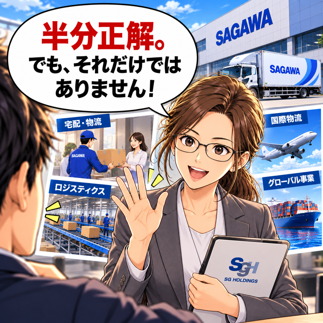 コマ10: 半分正解。でも、それだけではありません！宅配・物流・3PL・国際物流・グローバル事業