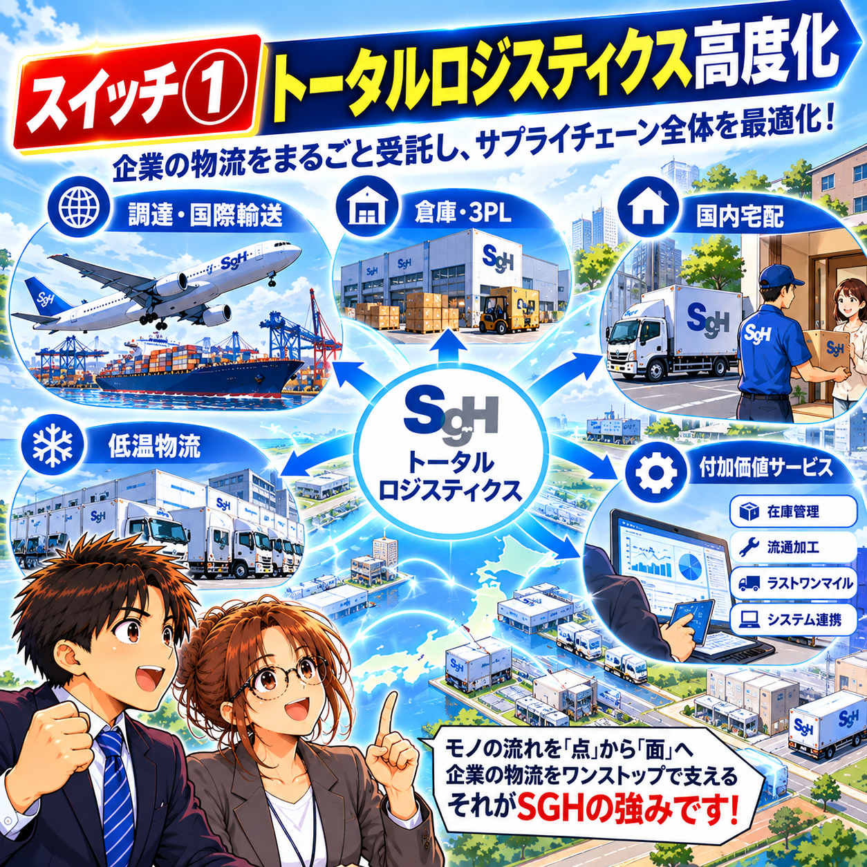 コマ100: スイッチ① トータルロジスティクス高度化（モノの流れを点から面へ支援）