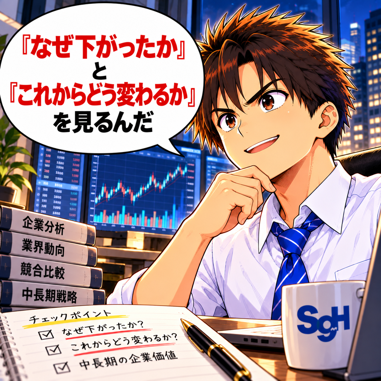 コマ113: 『なぜ下がったか』と『これからどう変わるか』を見るんだ