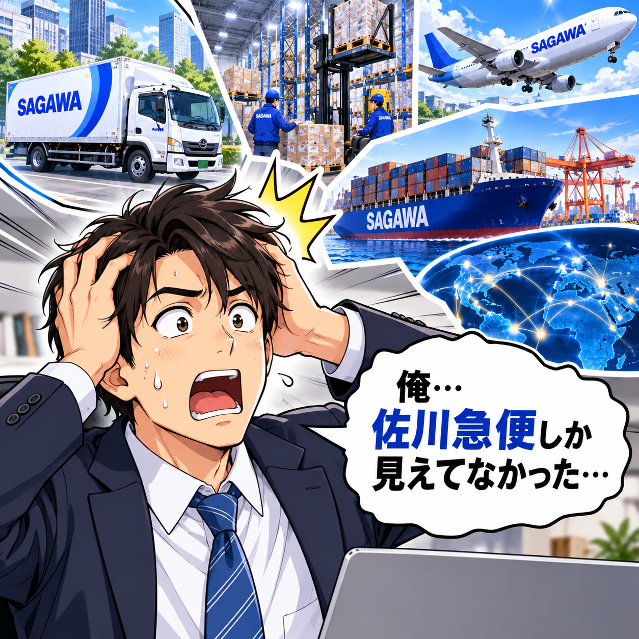 コマ17: 俺…佐川急便しか見えてなかった…と痛感する主人公