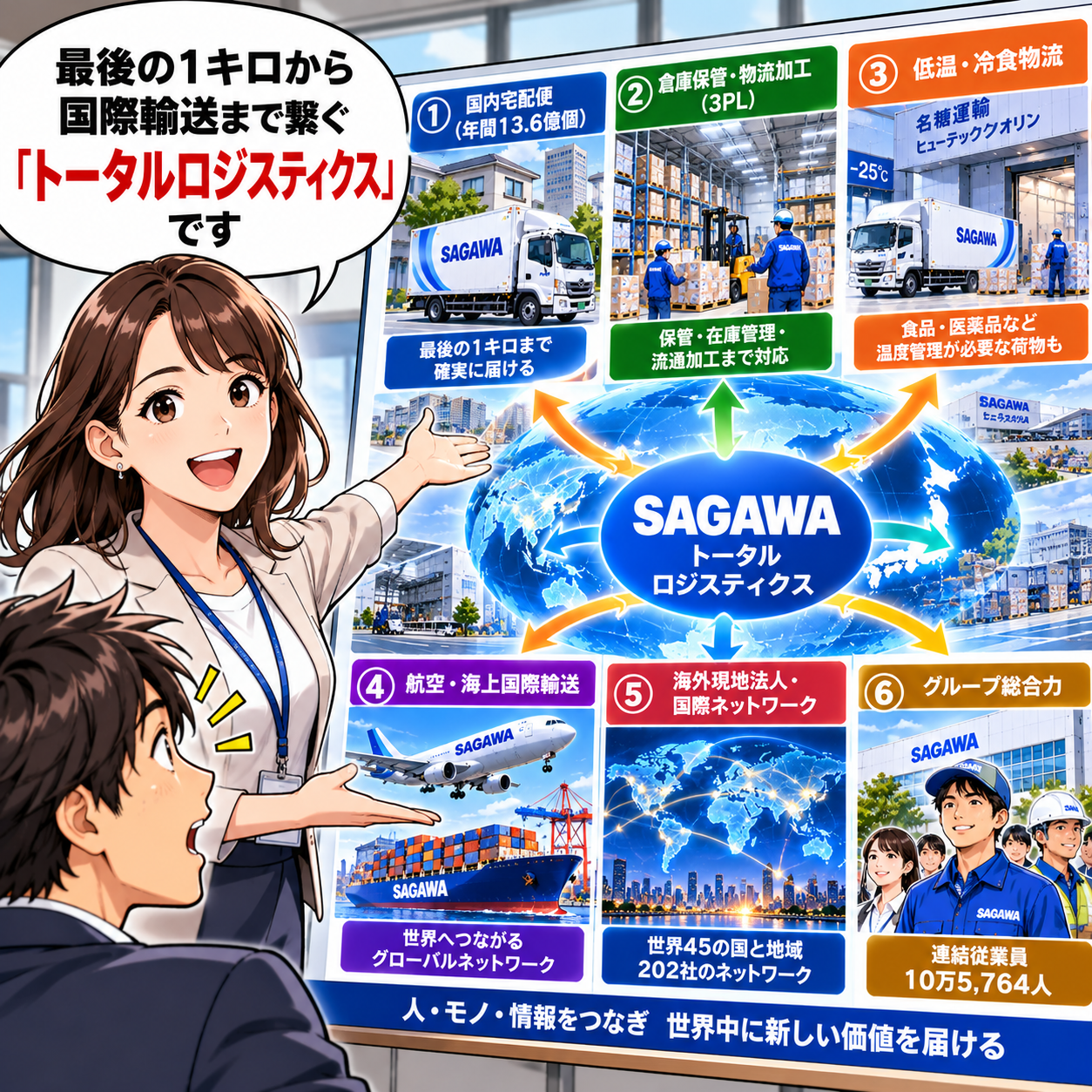 コマ18: 最後の1キロから国際輸送まで繋ぐ『トータルロジスティクス』