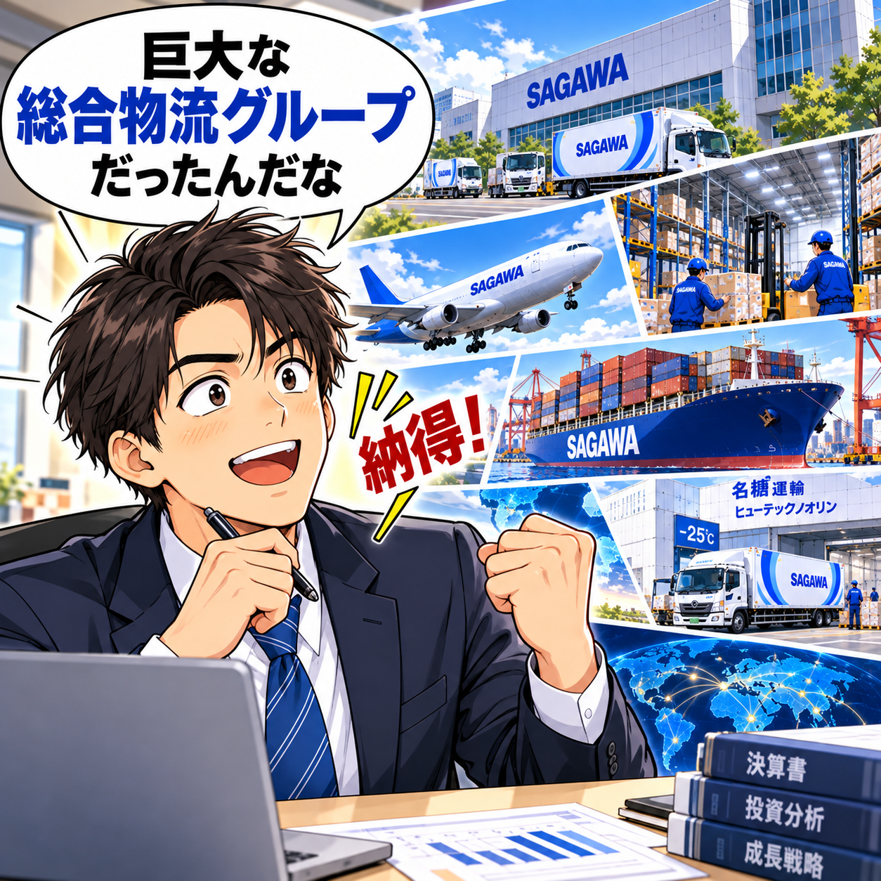 コマ19: 巨大な総合物流グループだったんだなと納得