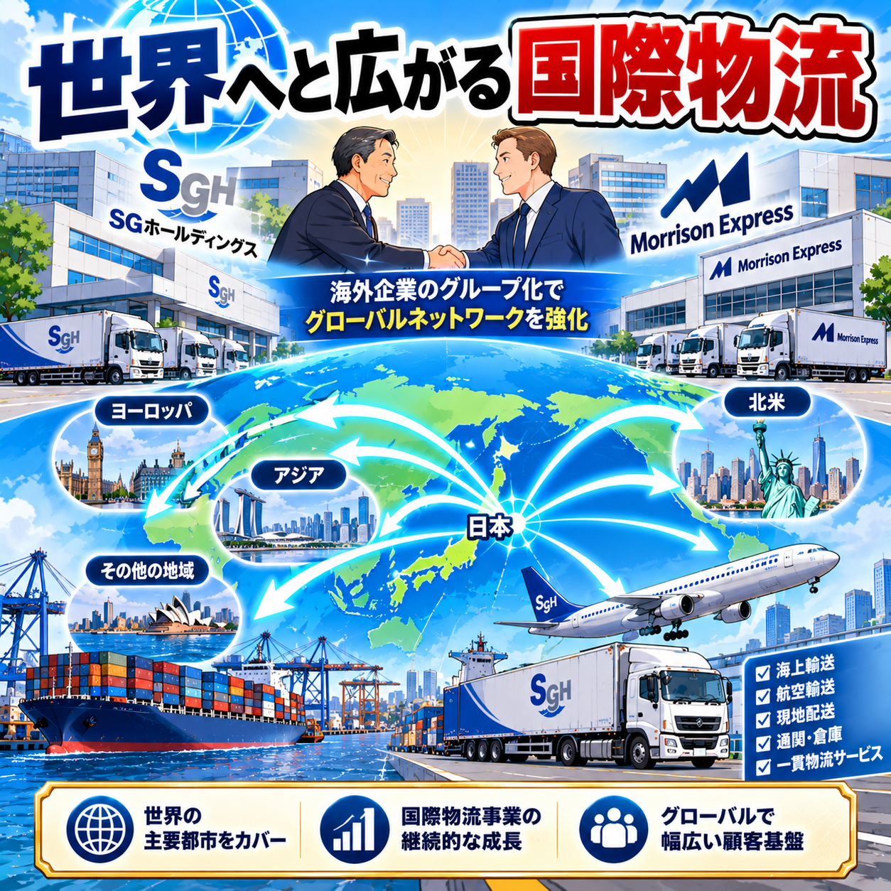 コマ55: 世界へと広がる国際物流（Morrison Expressなどのグループ化）