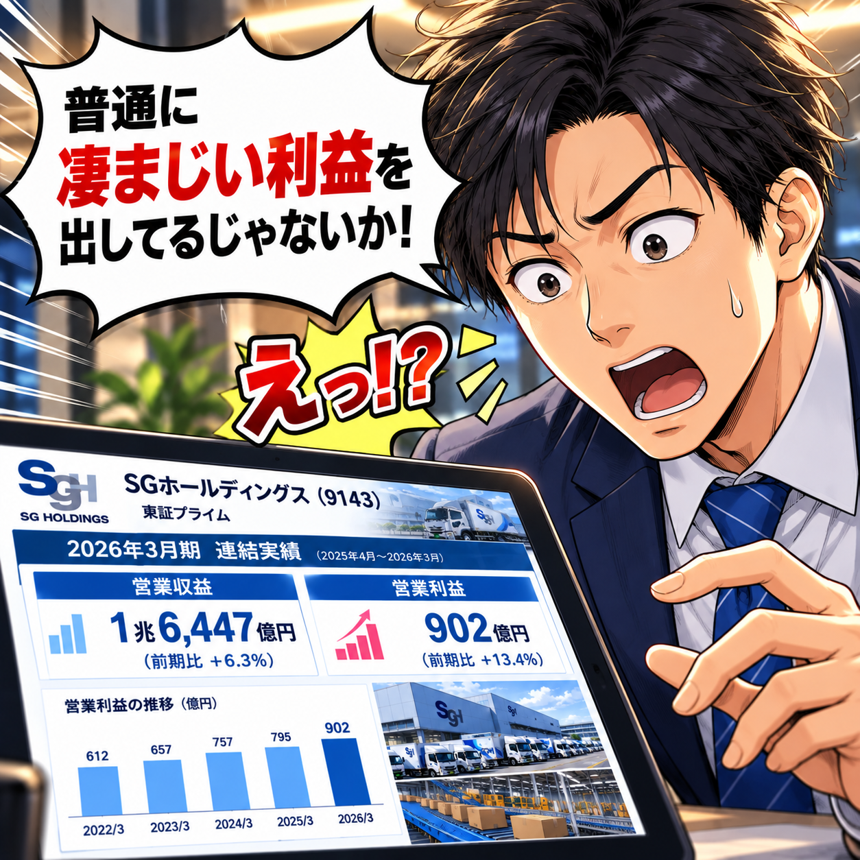 コマ6: 普通に凄まじい利益を出してるじゃないか！と驚く