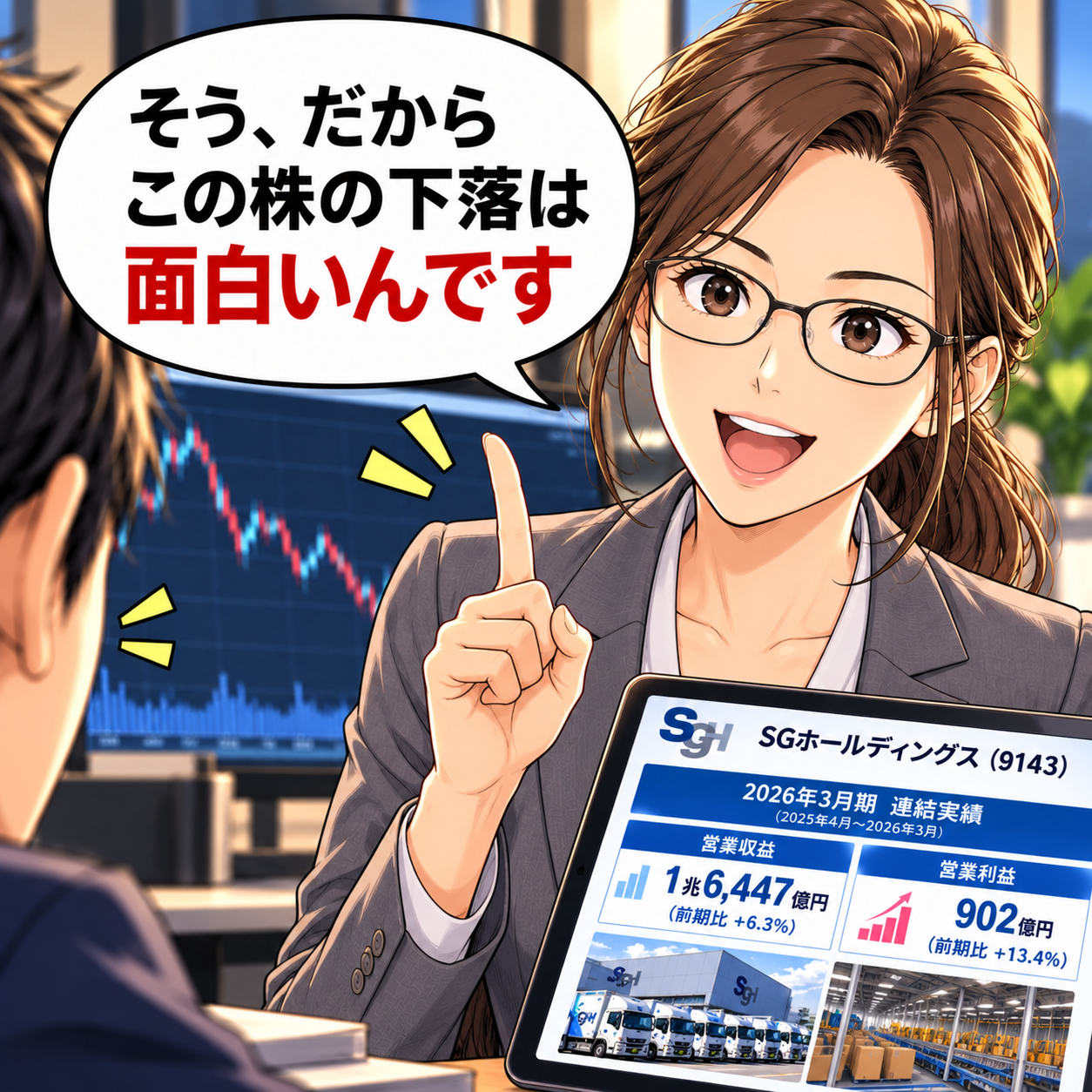 コマ7: そう、だからこの株の下落は面白いんです