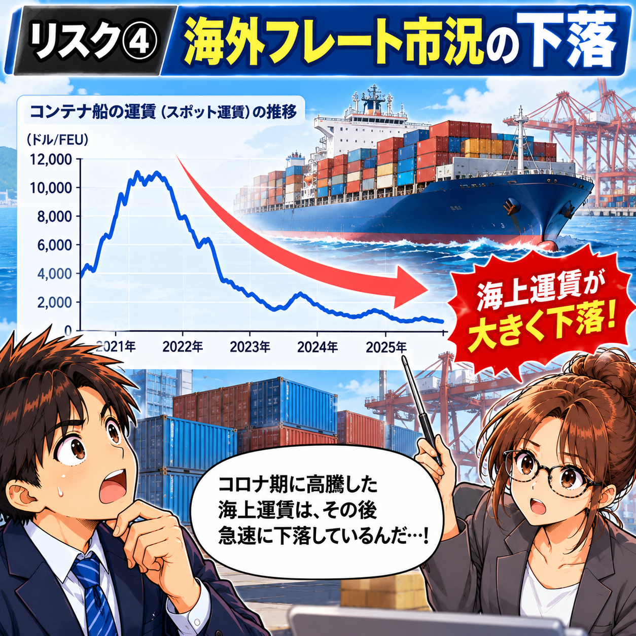 コマ89: リスク④ 海外フレート市況の下落（海上運賃の急落）