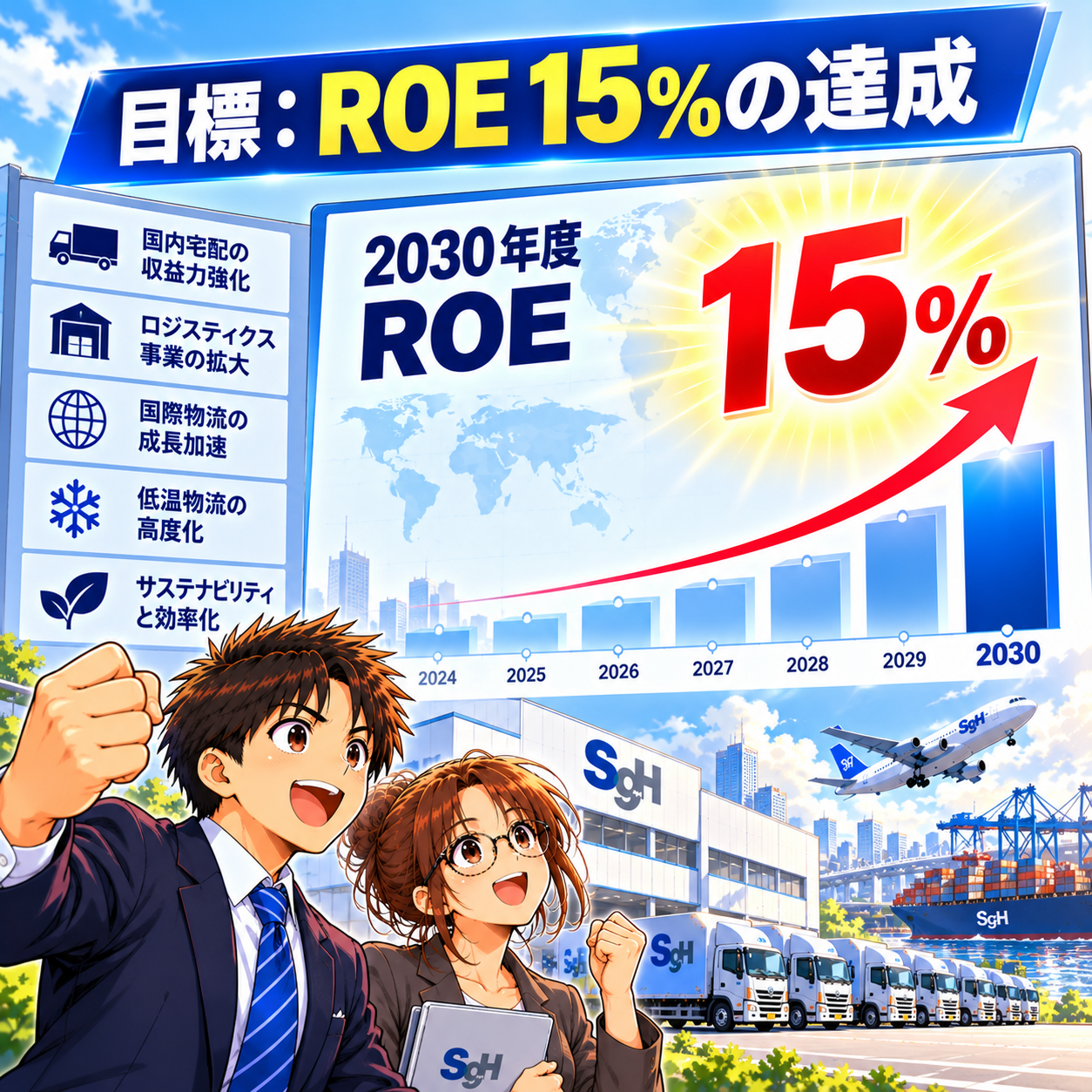 コマ99: 目標：2030年度 ROE 15%の達成！