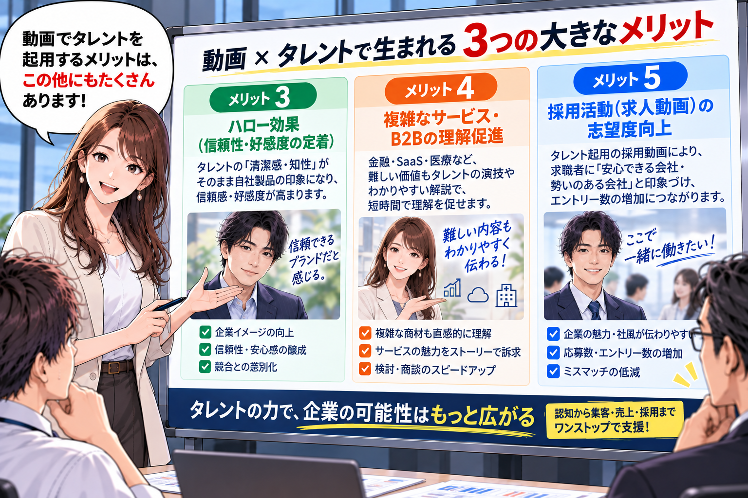 メリット3：ハロー効果、メリット4：B2B理解促進、メリット5：採用志望度向上