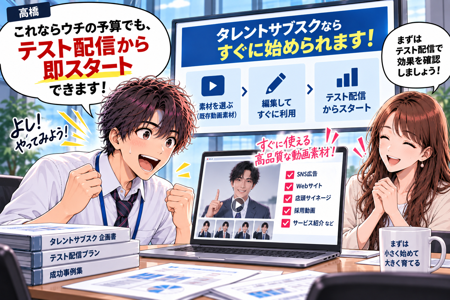 テスト配信から即スタート！やる気満々の担当者たち