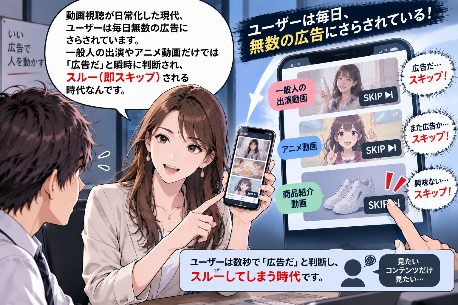 ユーザーが無意識に広告をスキップ・スルーする時代