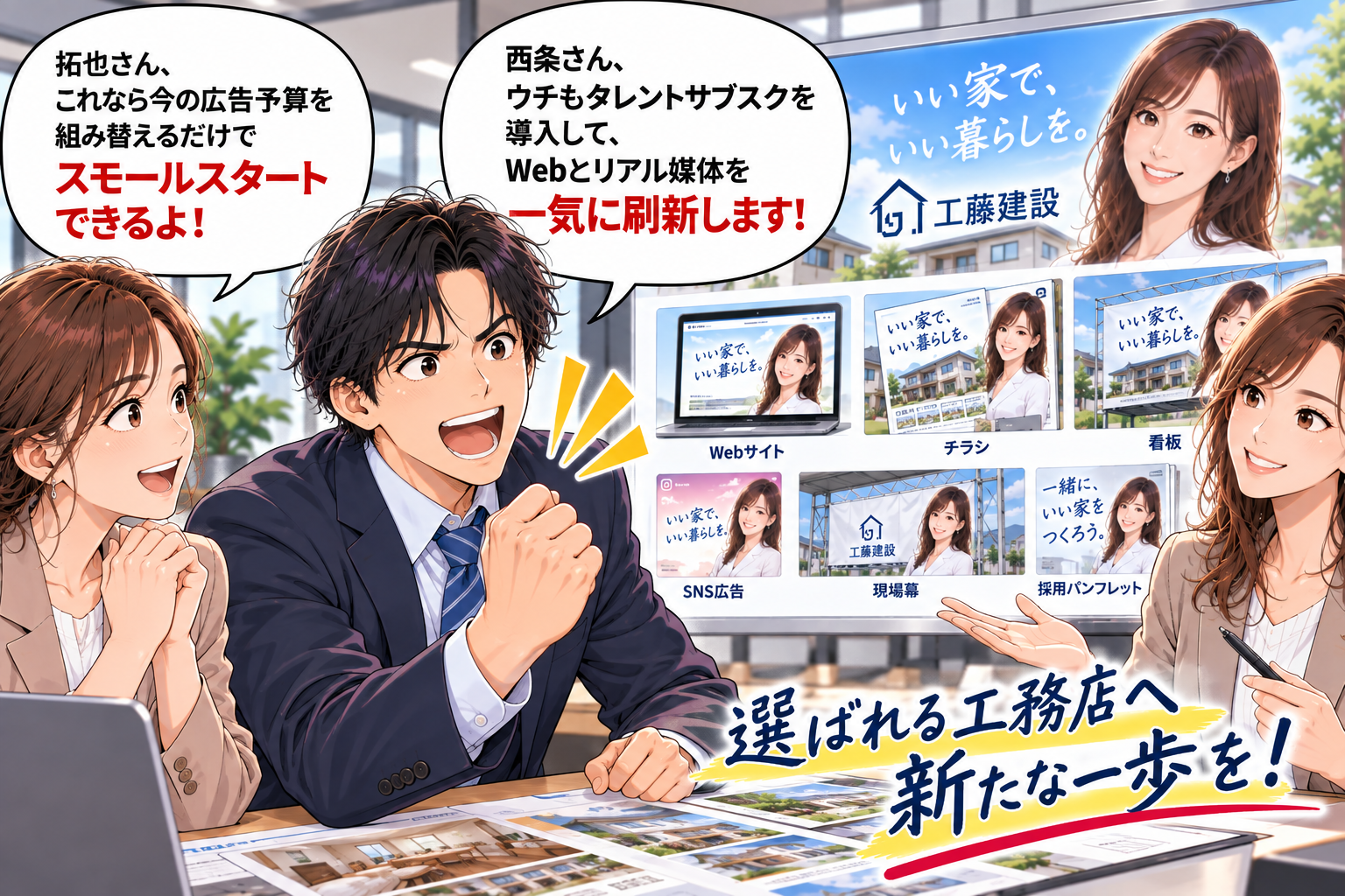 コマ18: Webとリアル媒体を一気に刷新！選ばれる工務店へ新たな一歩を