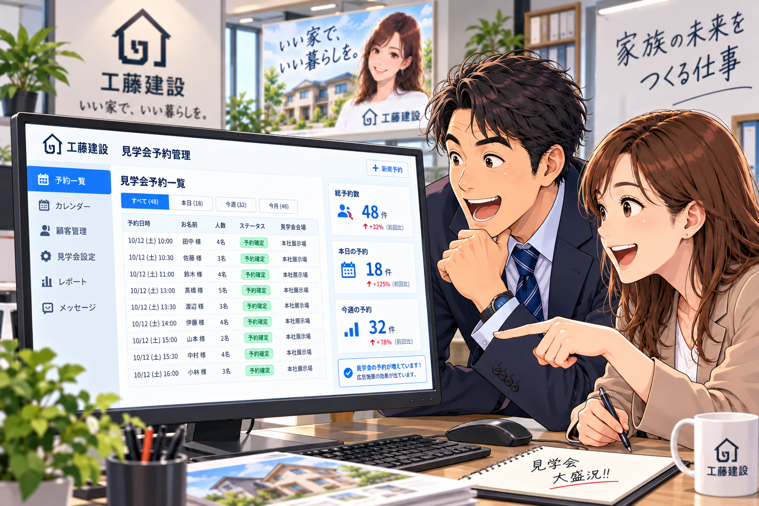 コマ32: 見学会予約数が過去最高の総予約数48件に！