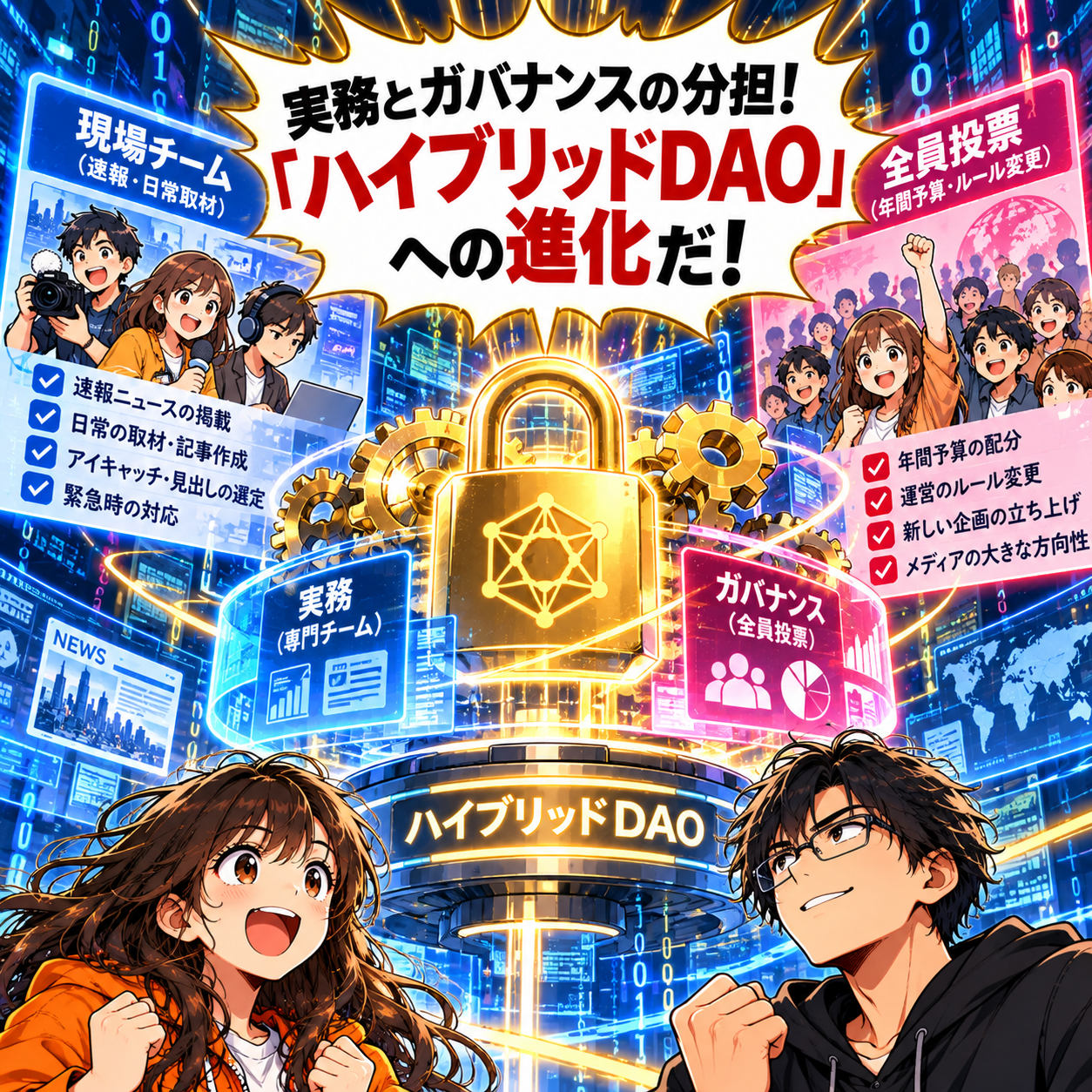 コマ15: 実務とガバナンスの分担！『ハイブリッドDAO』への進化だ！