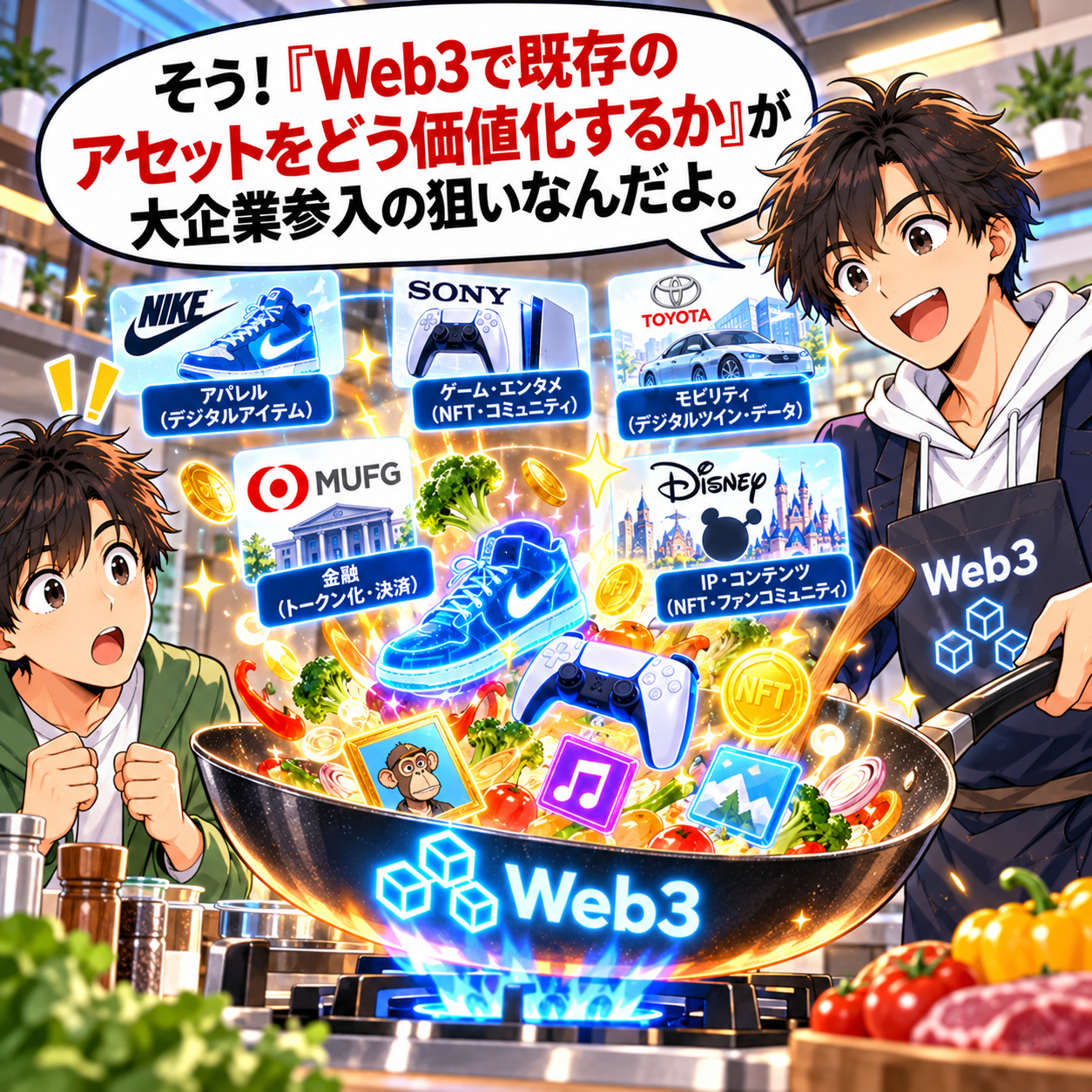 コマ20: そう！『Web3で既存のアセットをどう価値化するか』が大企業参入の狙いなんだよ