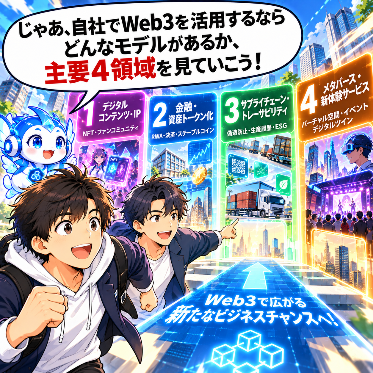 コマ21: じゃあ自社でWeb3を活用するならどんなモデルがあるか、主要4領域を見ていこう！