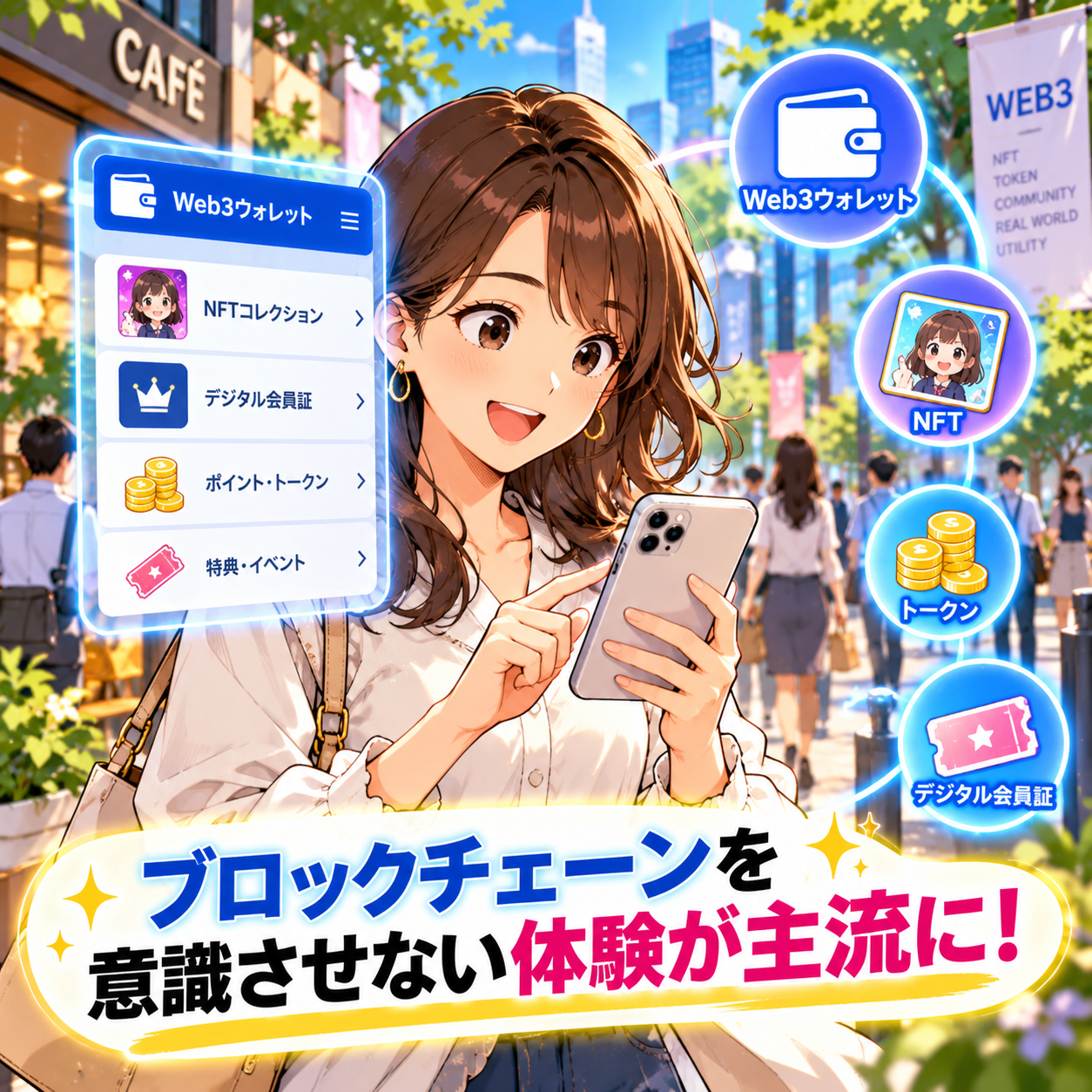 コマ31: ブロックチェーンを意識させない体験（パスキー・生体認証等）が主流に！